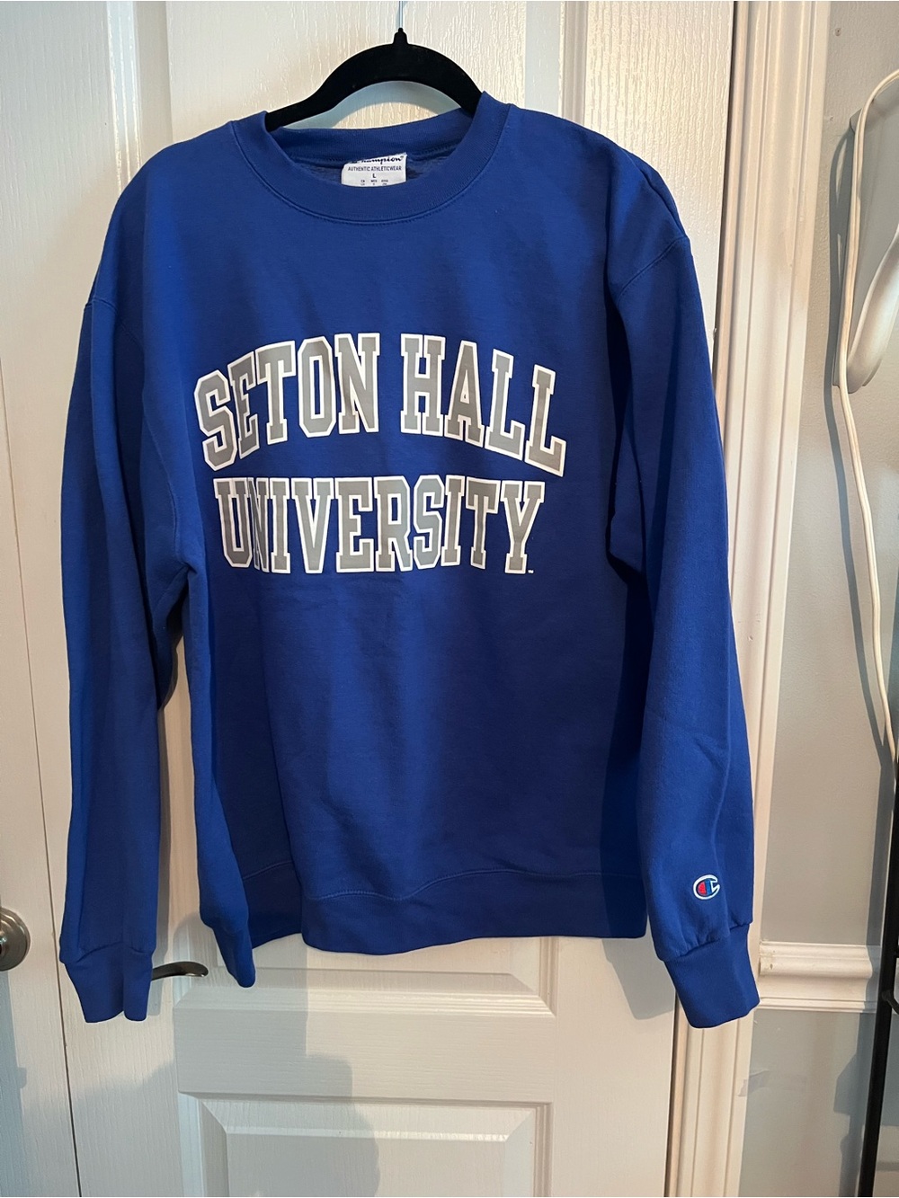 Vintage Champion Royal Blue Seton Hall University Crewneck Sweatshirt